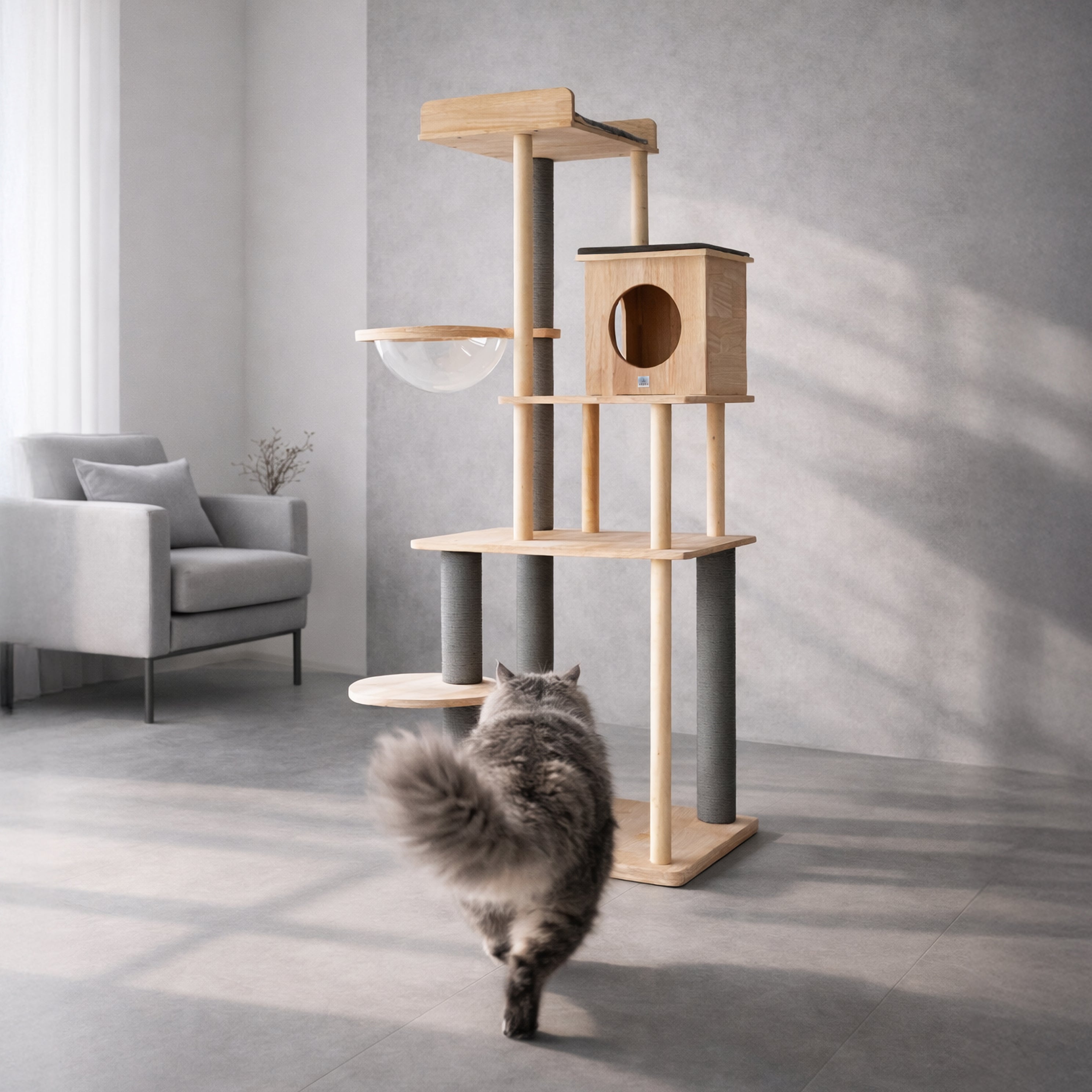 キャットタワー CAT TREE M|天然木ラバーウッド製 – söpöa キャットタワー CAT TREE M|天然木ラバーウッド製 – söpöa